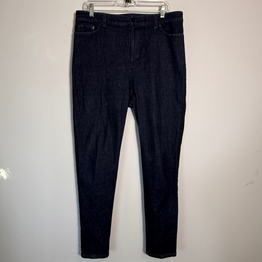 Lauren Ralph Lauren Regal Skinny Jeans Women 14 Indigo Tuxedo Stripe Chic Preppy